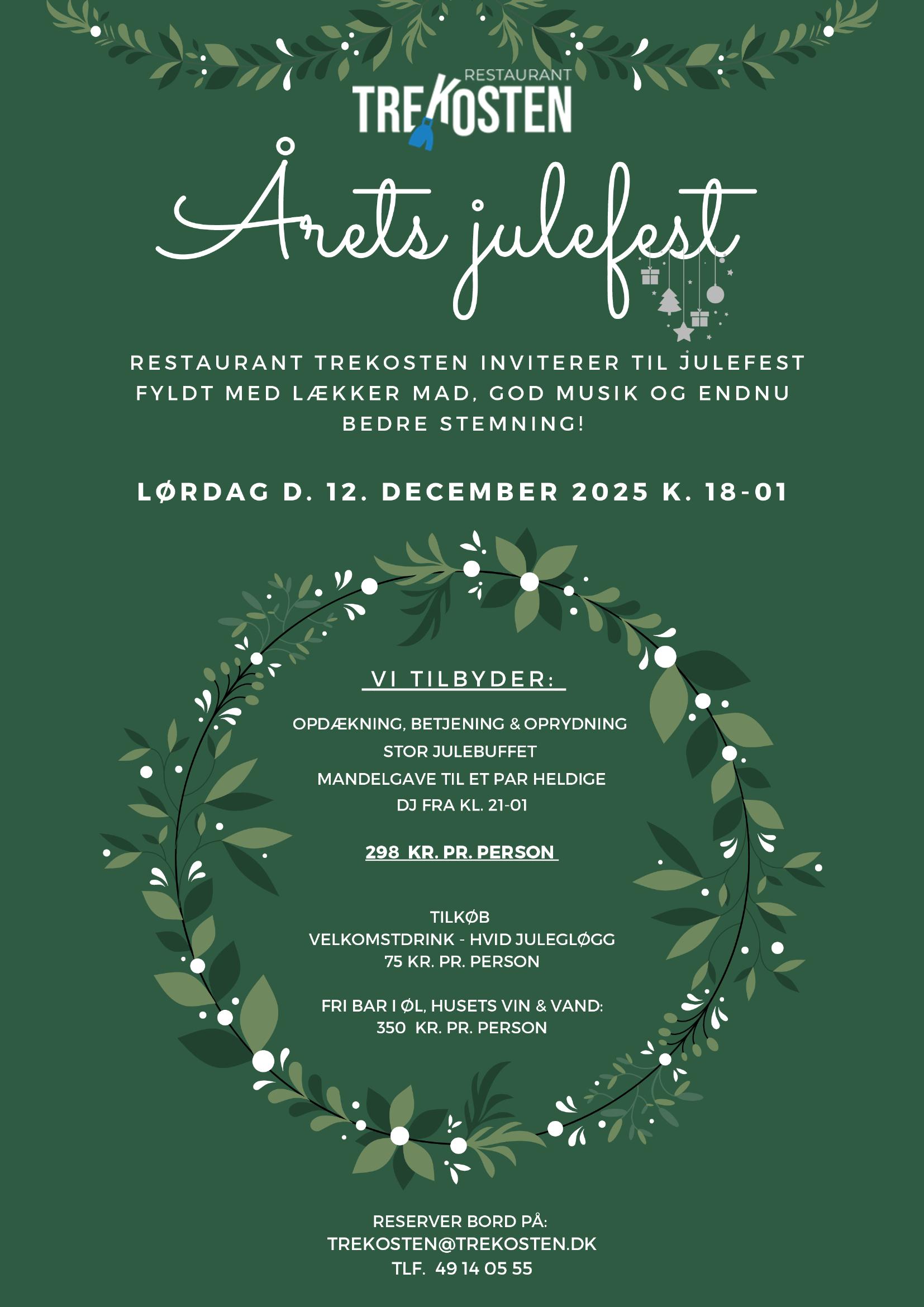 Årets julefest flyer – Restaurant Trekosten
