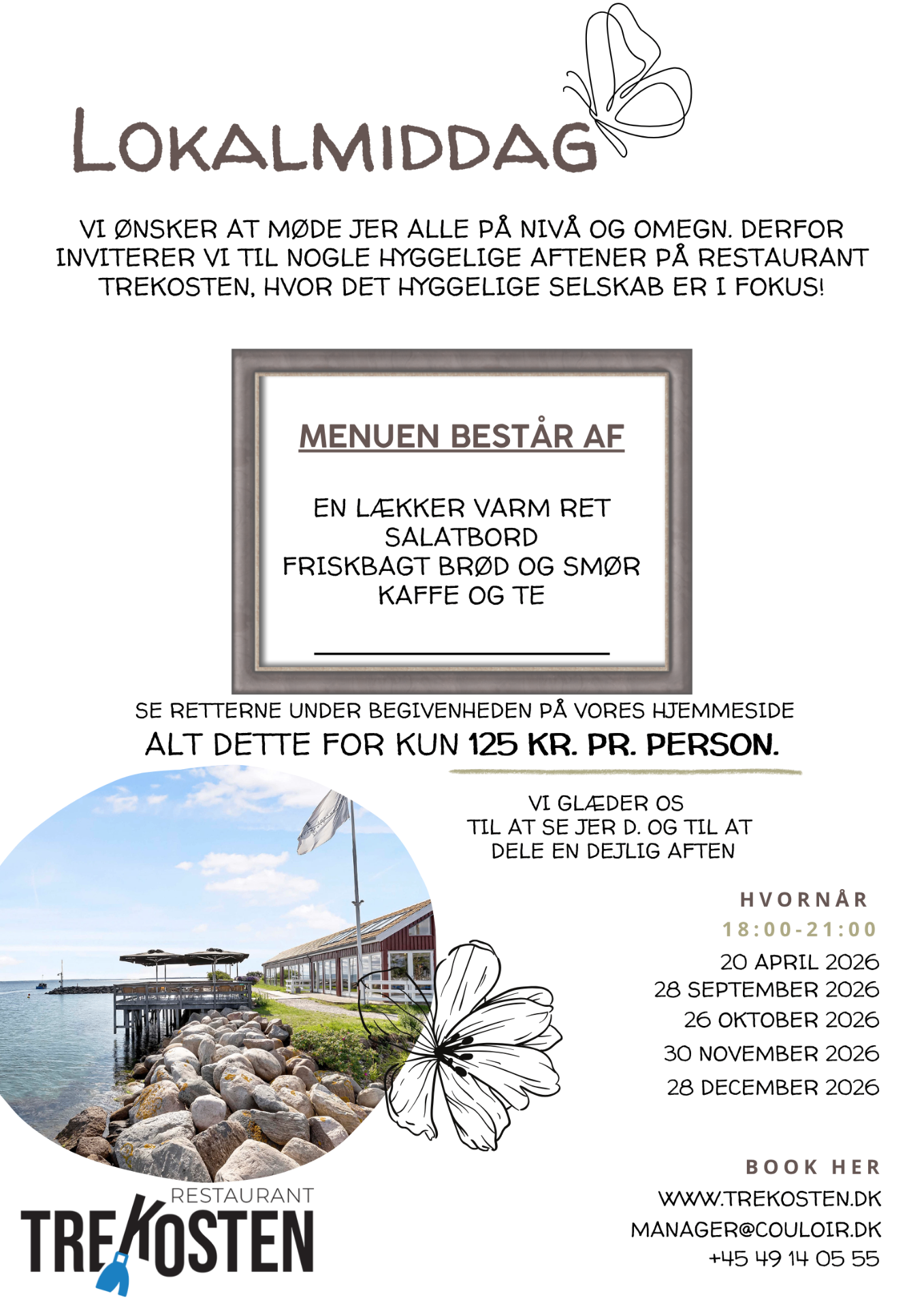 Lokal Middag flyer - Oversigt over arrangementer