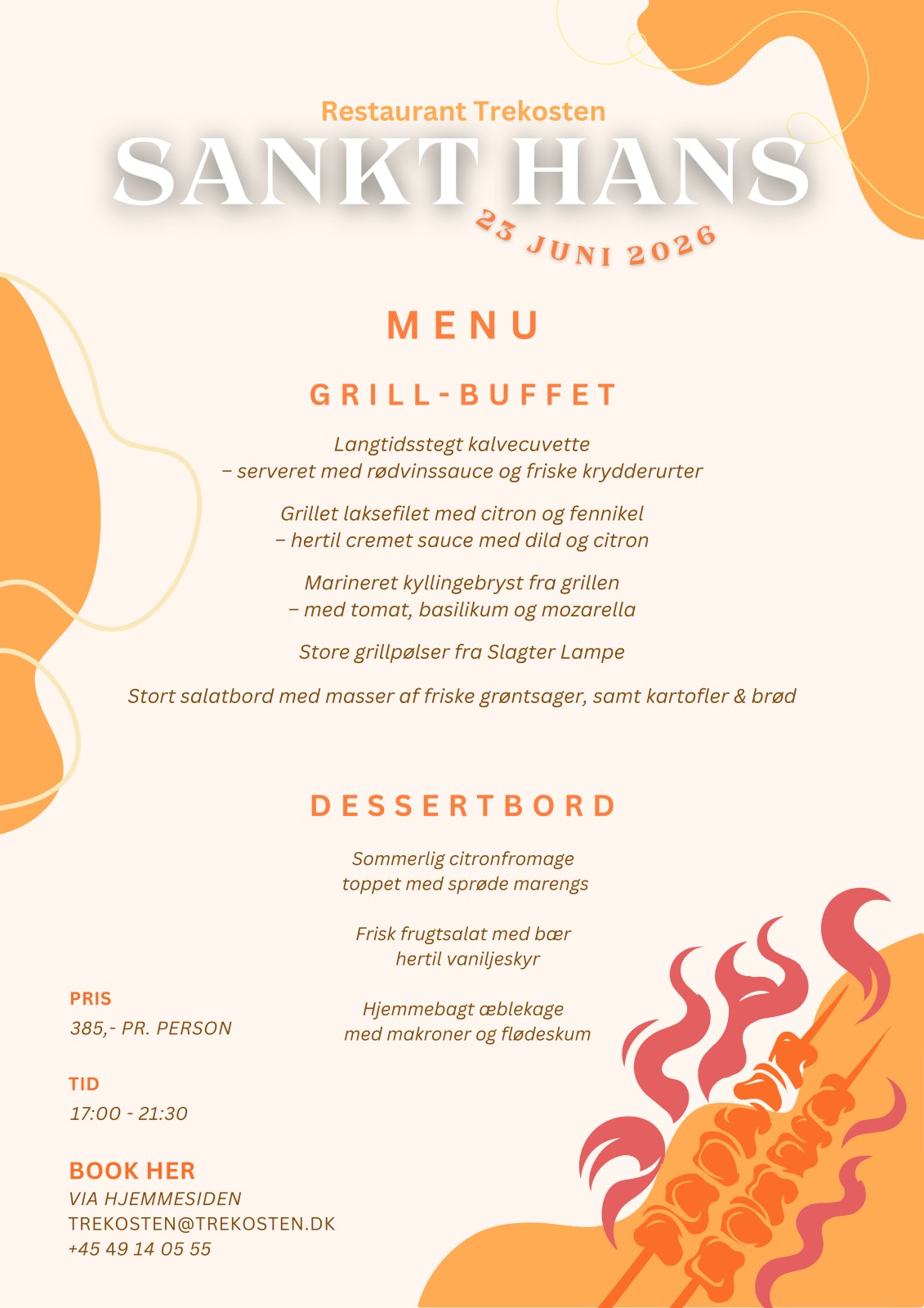 Sankt Hans grill-buffet flyer – Restaurant Trekosten